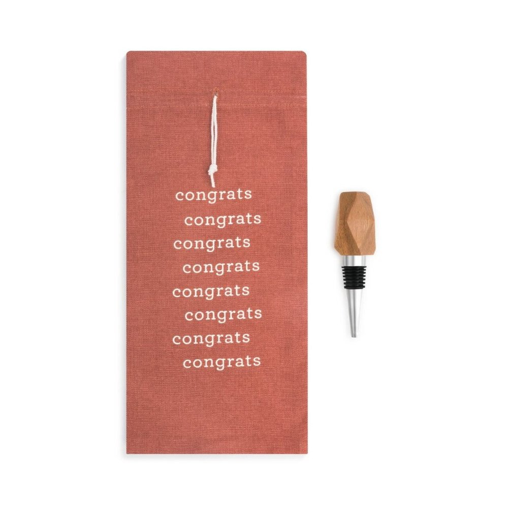 Congrats Wine Bottle Bag & Stopper